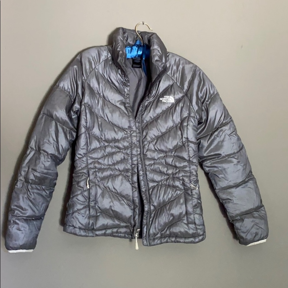 Grey north face puffer jacket size S